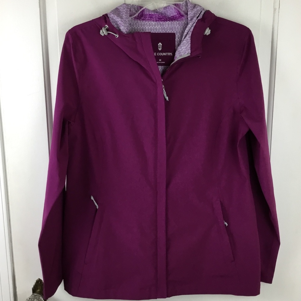 Free Country Womenโs Hooded Jacket Windbreaker Purple Size M